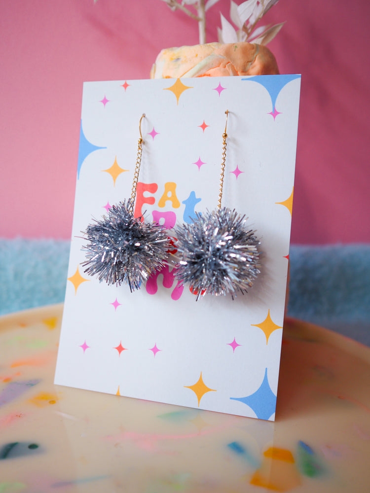 Mini Silver Tinsel Earrings
