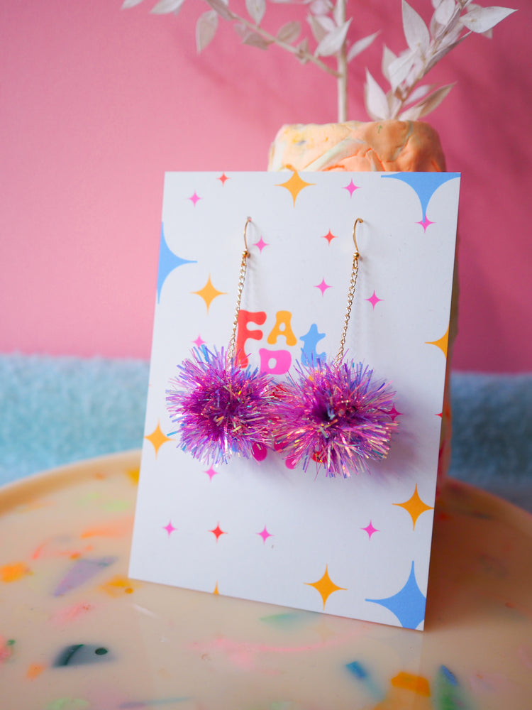 Mini Lilac Tinsel Earrings