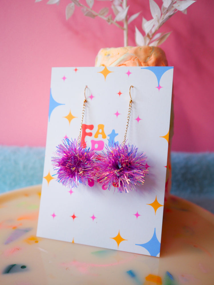 Mini Lilac Tinsel Earrings