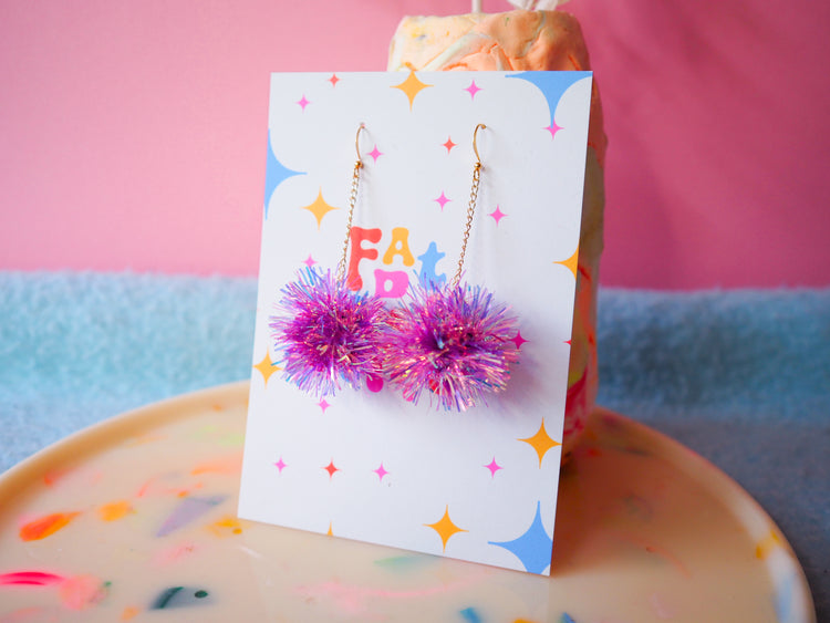 Mini Lilac Tinsel Earrings