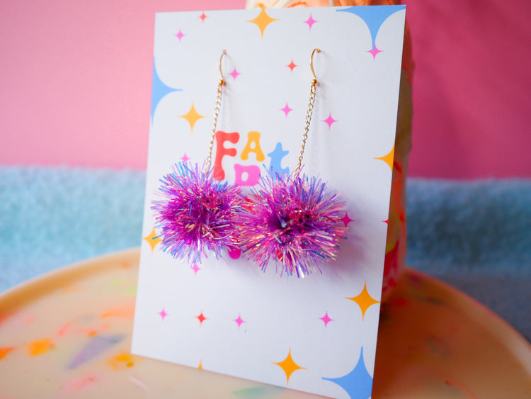 Mini Lilac Tinsel Earrings