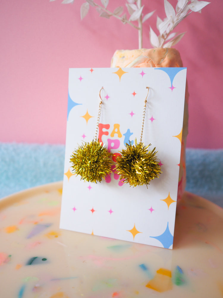 Mini Christmas Gold Tinsel Earrings