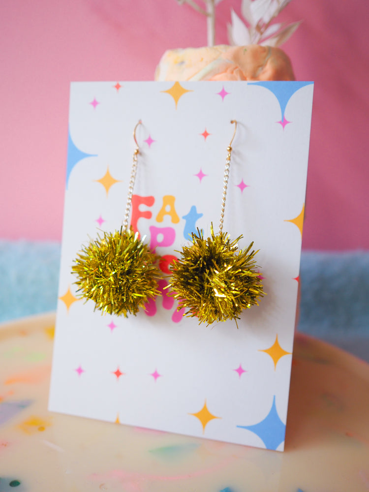Mini Christmas Gold Tinsel Earrings