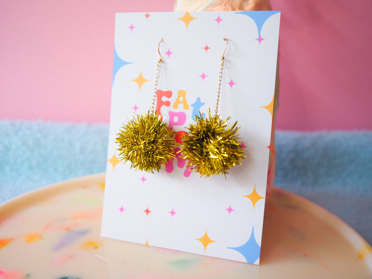 Mini Christmas Gold Tinsel Earrings