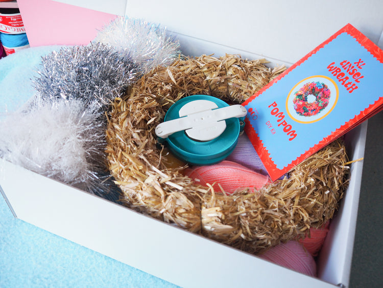 XL Tinsel Pom Pom Christmas Wreath Kit - Colour choices