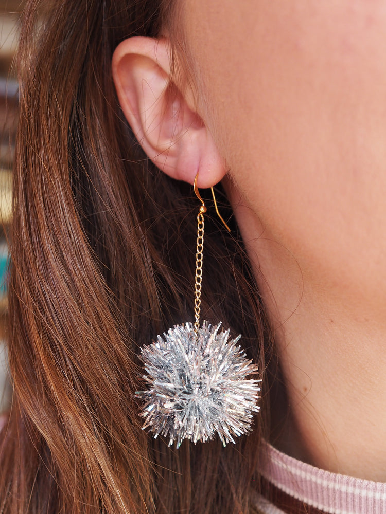 Mini Silver Tinsel Earrings