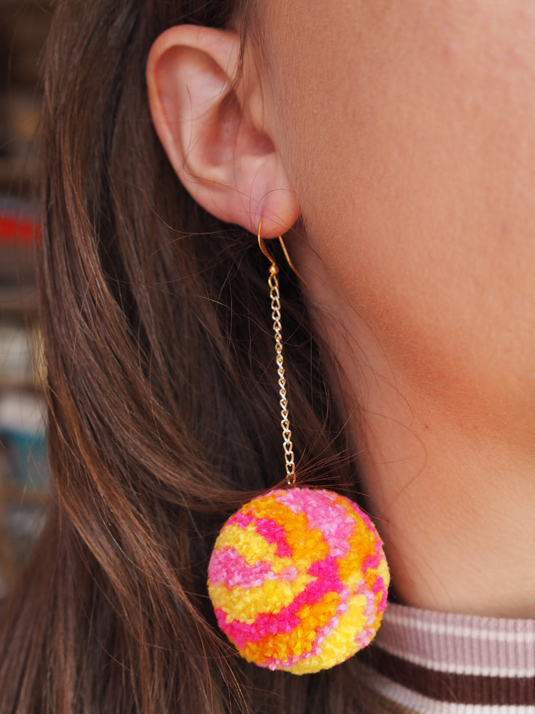Retro Inspired Christmas Bauble/Ornament Pom Pom Earrings