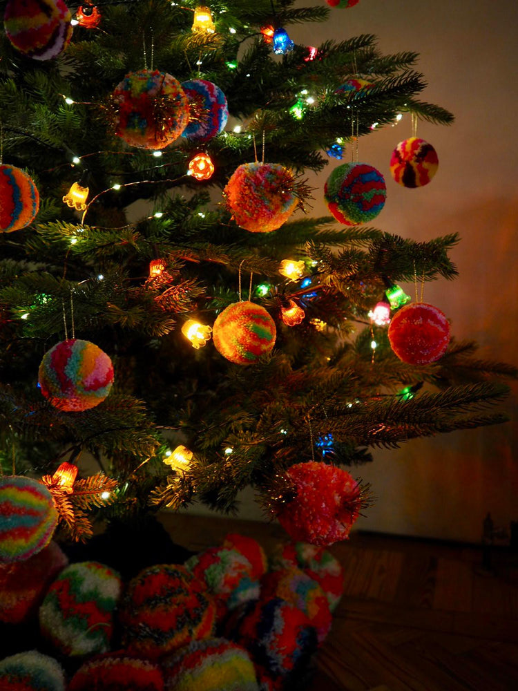Handmade Tinsel Pom Pom Bauble Decoration - Christmas - 7 Designs