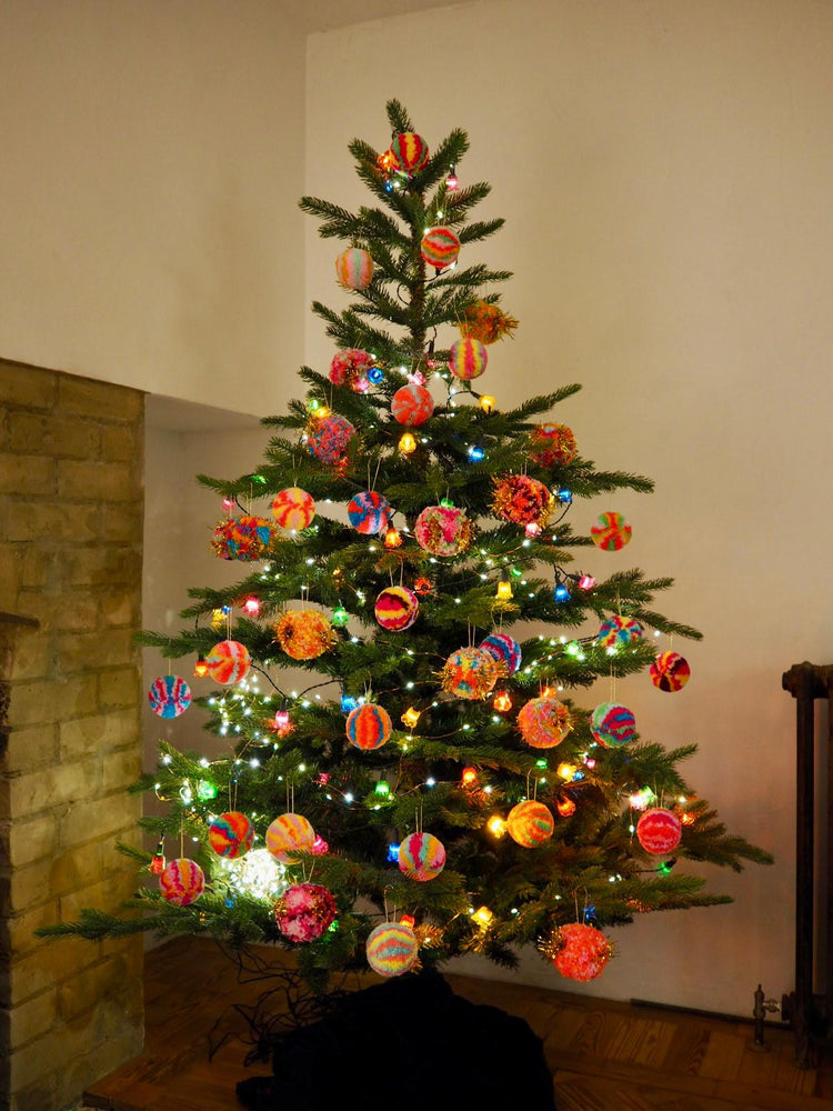 Handmade Tinsel Pom Pom Bauble Decoration - Christmas - 7 Designs