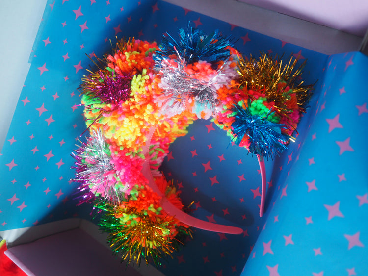 Tinsel Pom Pom Headband