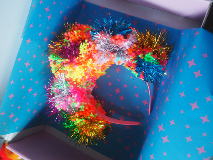 Tinsel Pom Pom Headband