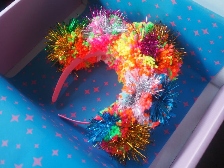 Tinsel Pom Pom Headband