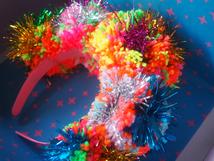 Tinsel Pom Pom Headband