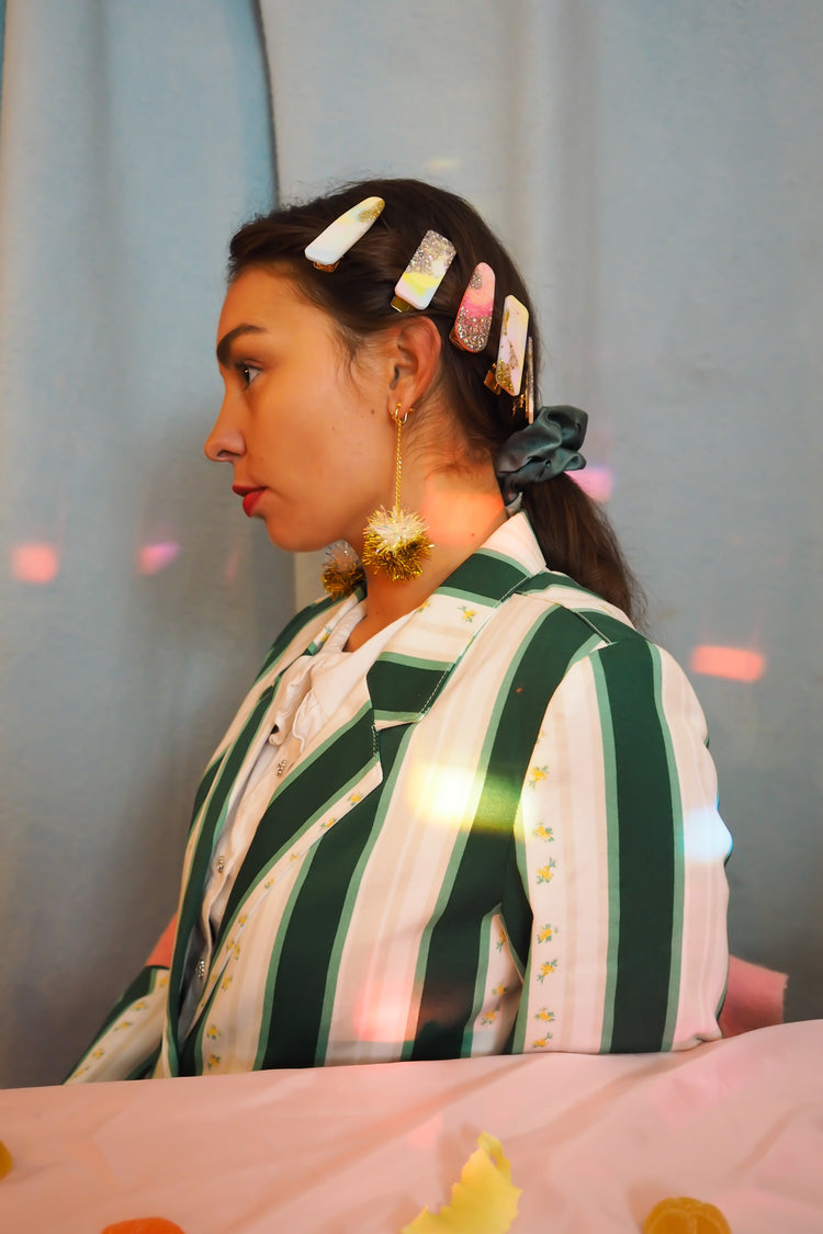 Mini Iridescent & Gold Tinsel Earrings