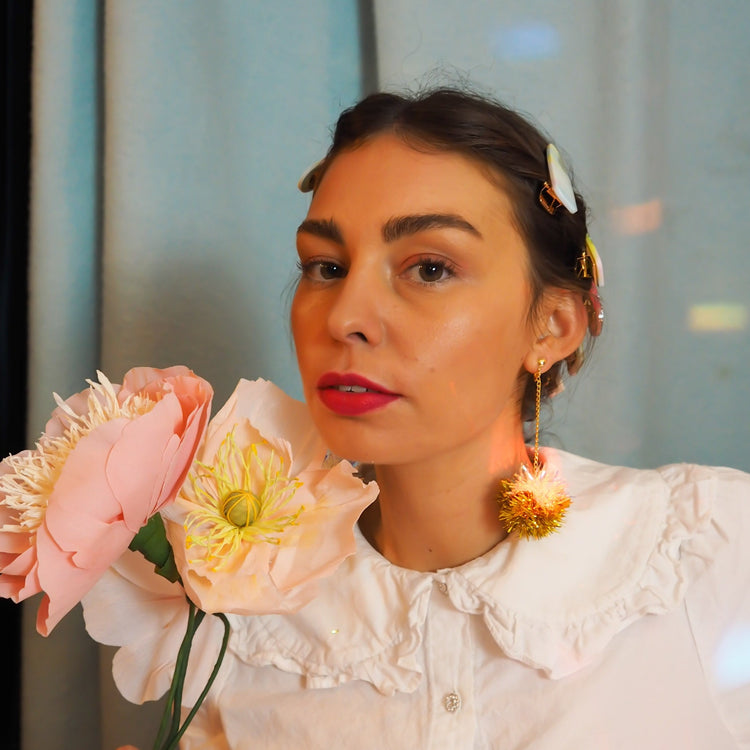 Mini Iridescent & Gold Tinsel Earrings