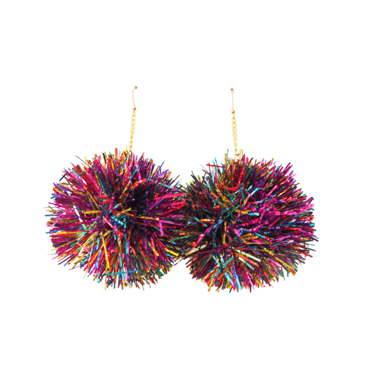 Rainbow Tinsel Earrings
