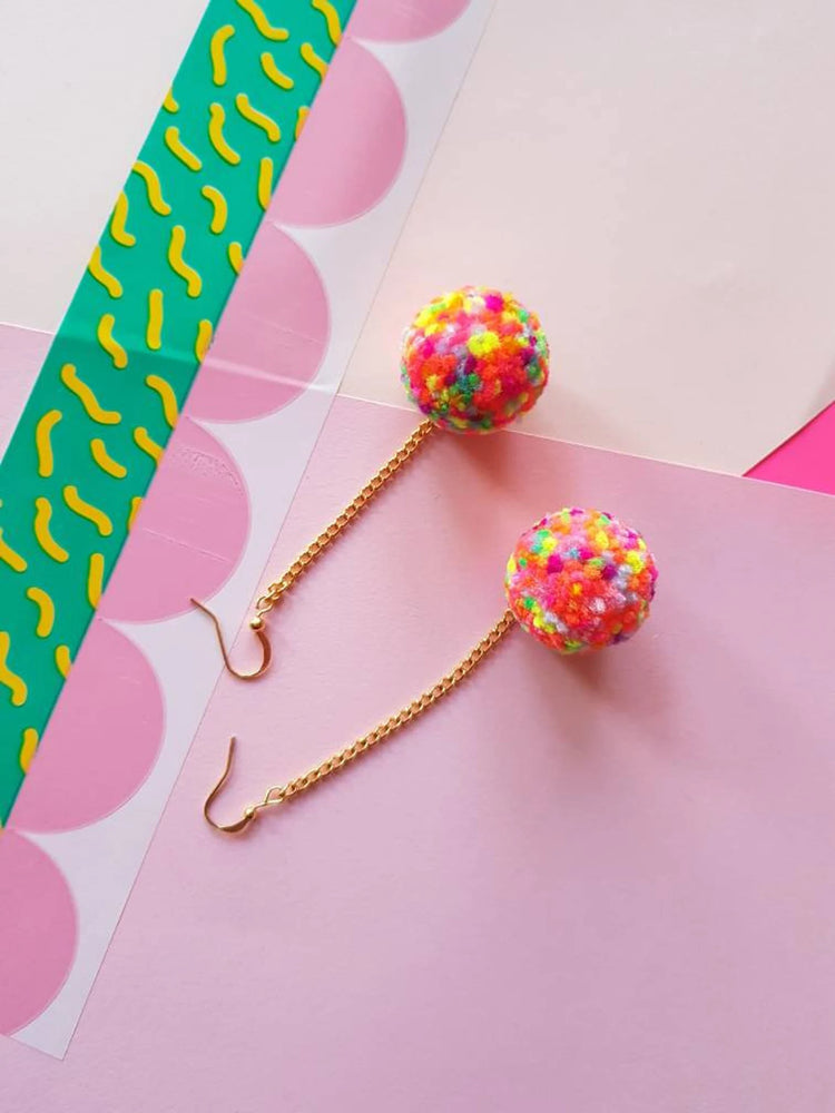 Confetti Pom Pom Earrings