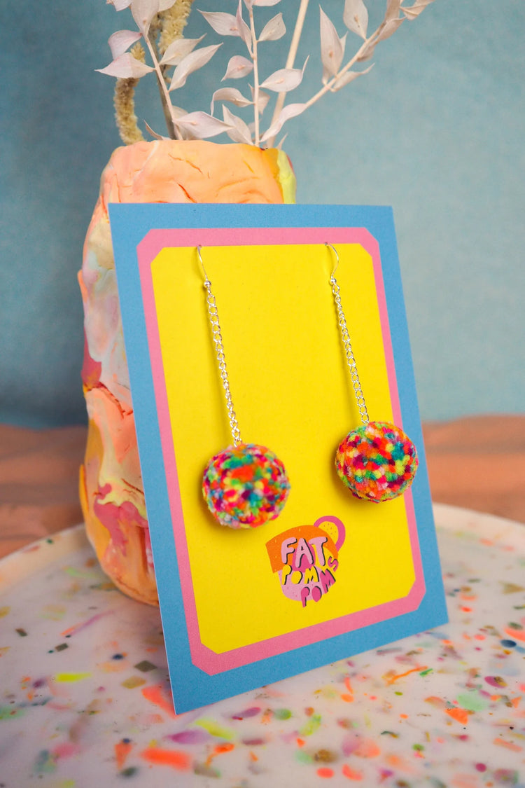 Confetti Pom Pom Earrings