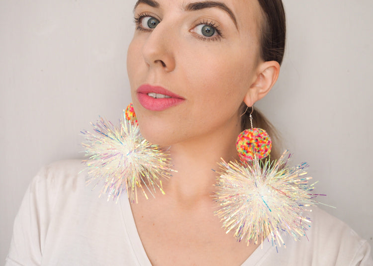 Iridescent Confetti Statement Earrings