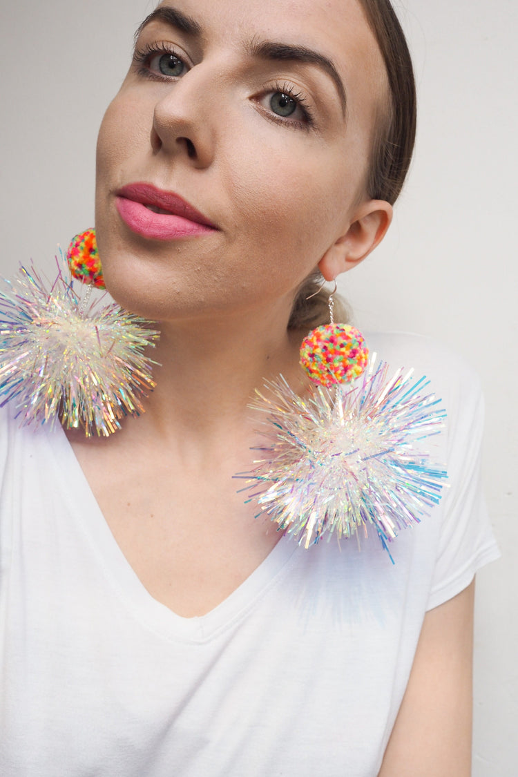 Iridescent Confetti Statement Earrings