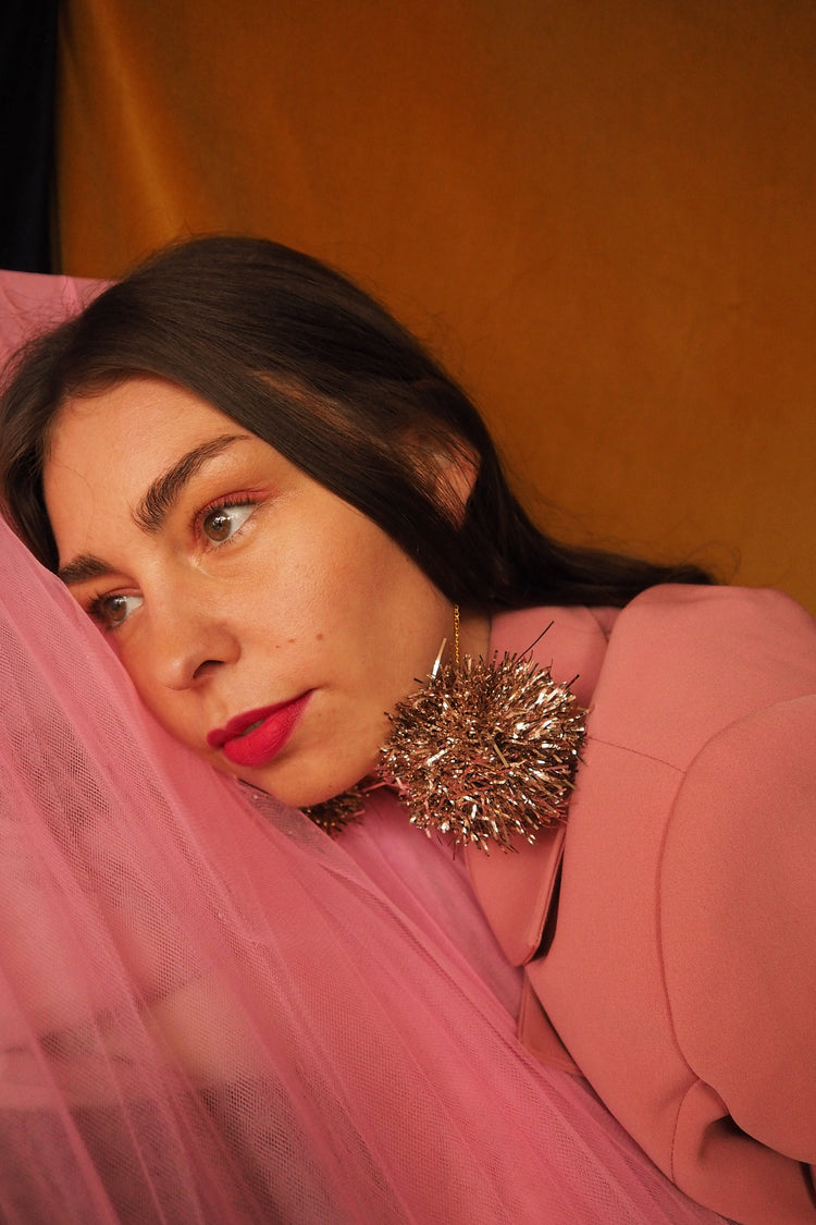 Champagne Gold Tinsel Earrings