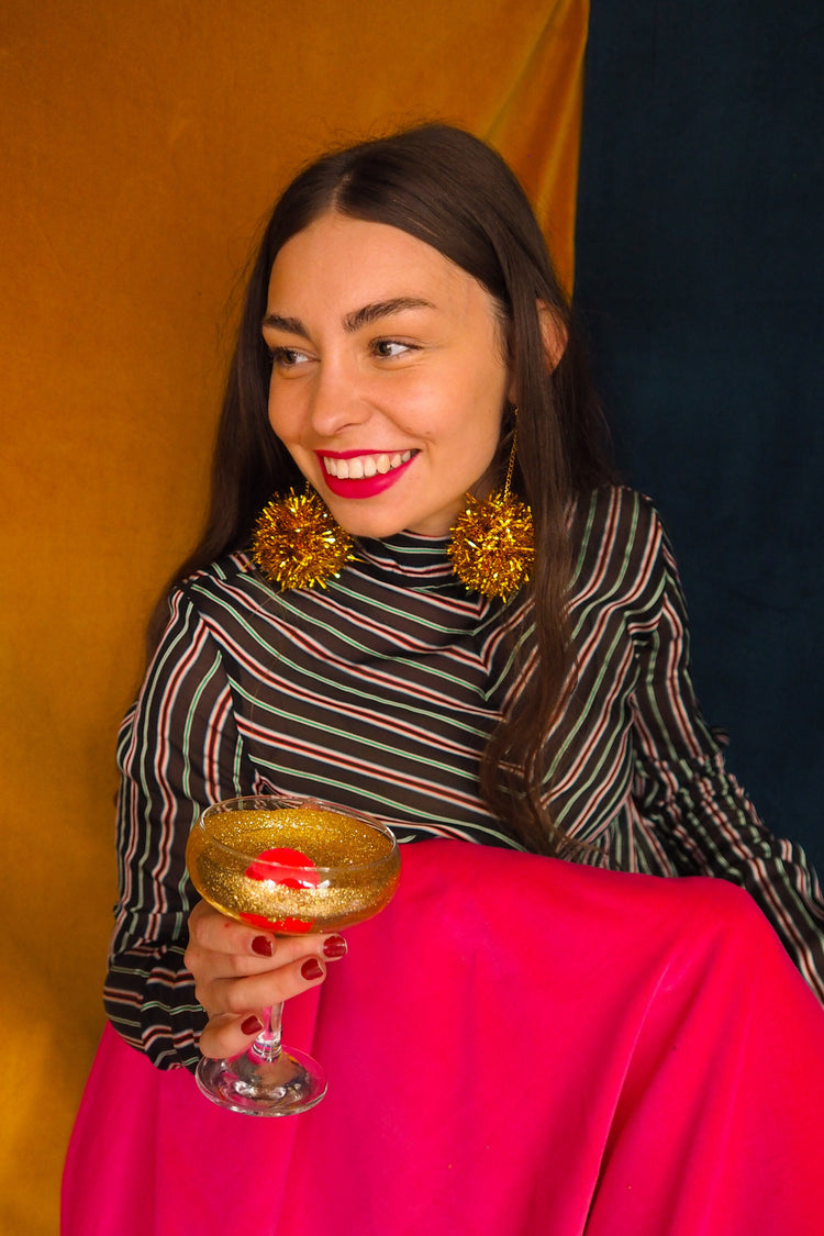 Gold Tinsel Earrings