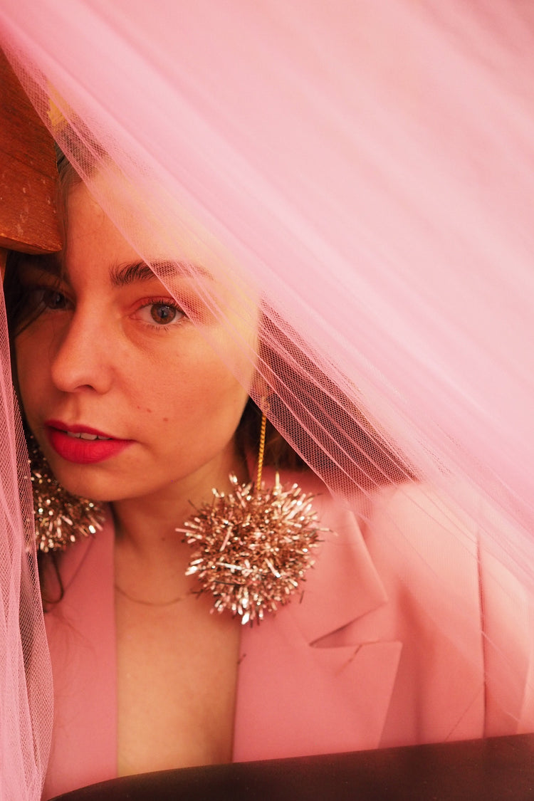 Champagne Gold Tinsel Earrings