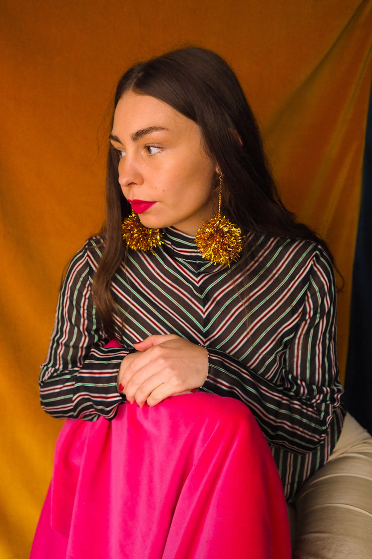Gold Tinsel Earrings
