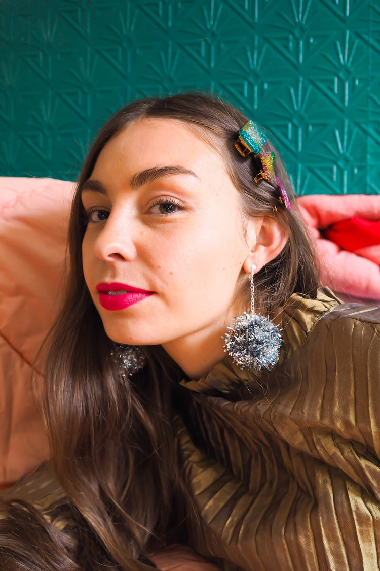 Silver Tinsel Earrings