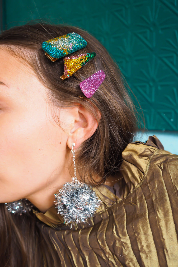 Silver Tinsel Earrings