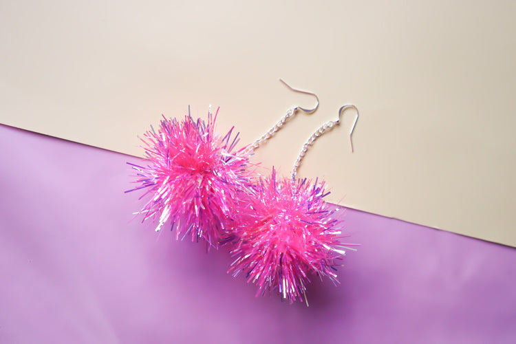 Mini Tinsel Earrings - Choice of colours