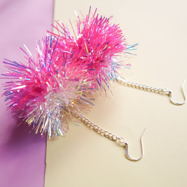 Mini Tinsel Earrings - Choice of colours