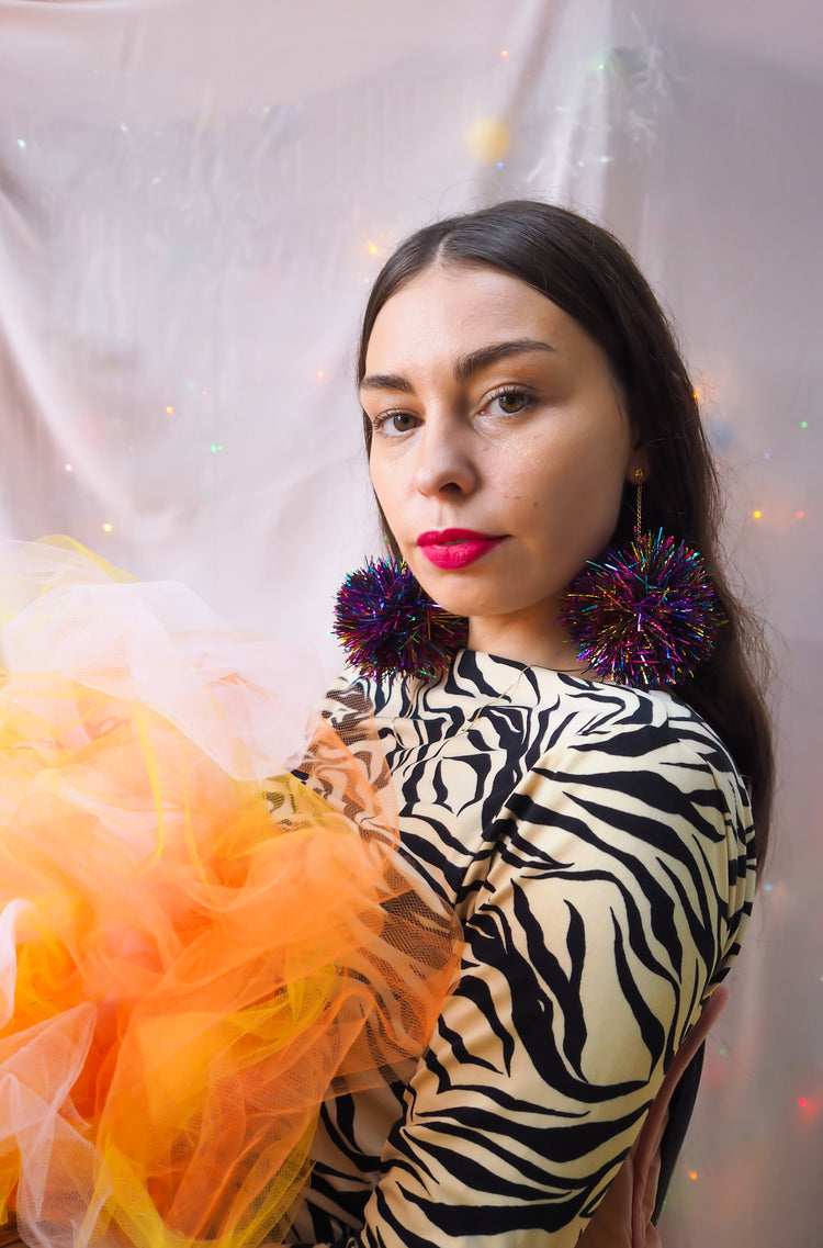 Rainbow Tinsel Earrings