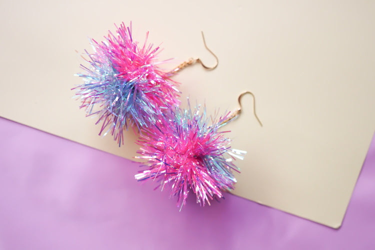 Mini Tinsel Earrings - Choice of colours