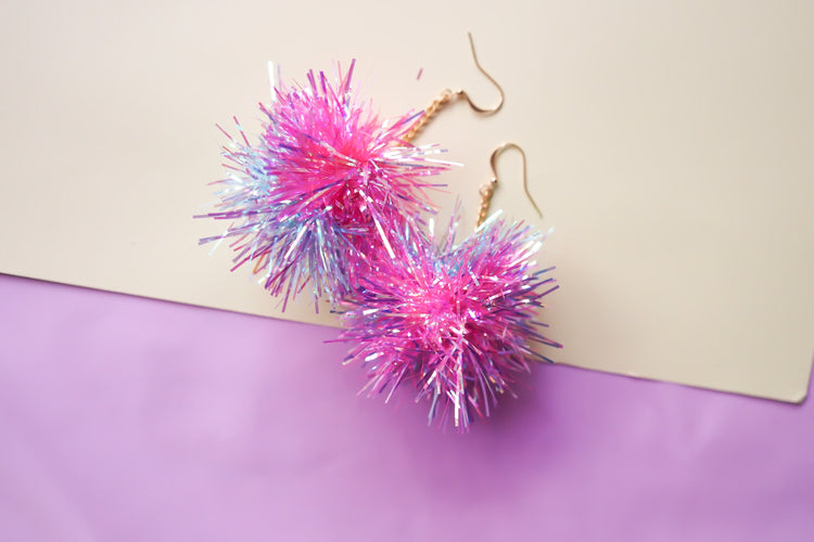 Mini Tinsel Earrings - Choice of colours