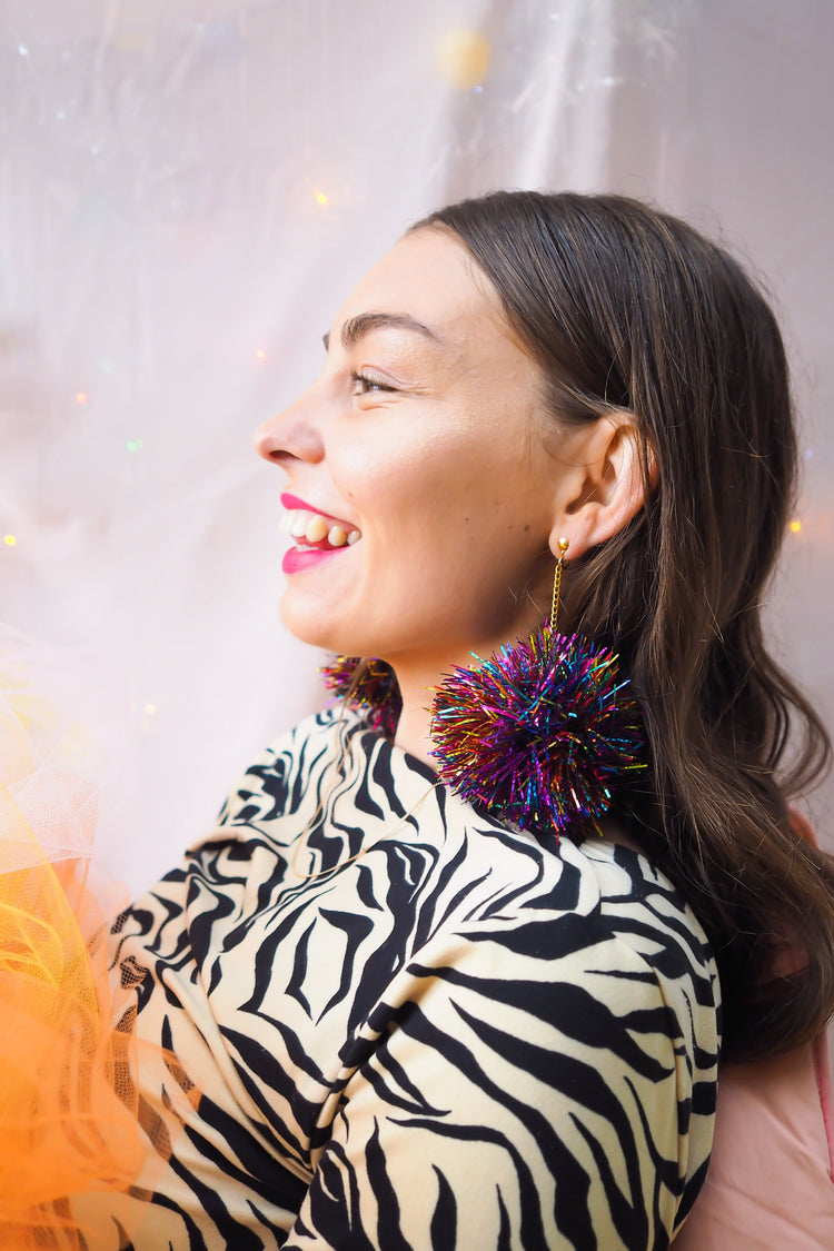 Rainbow Tinsel Earrings