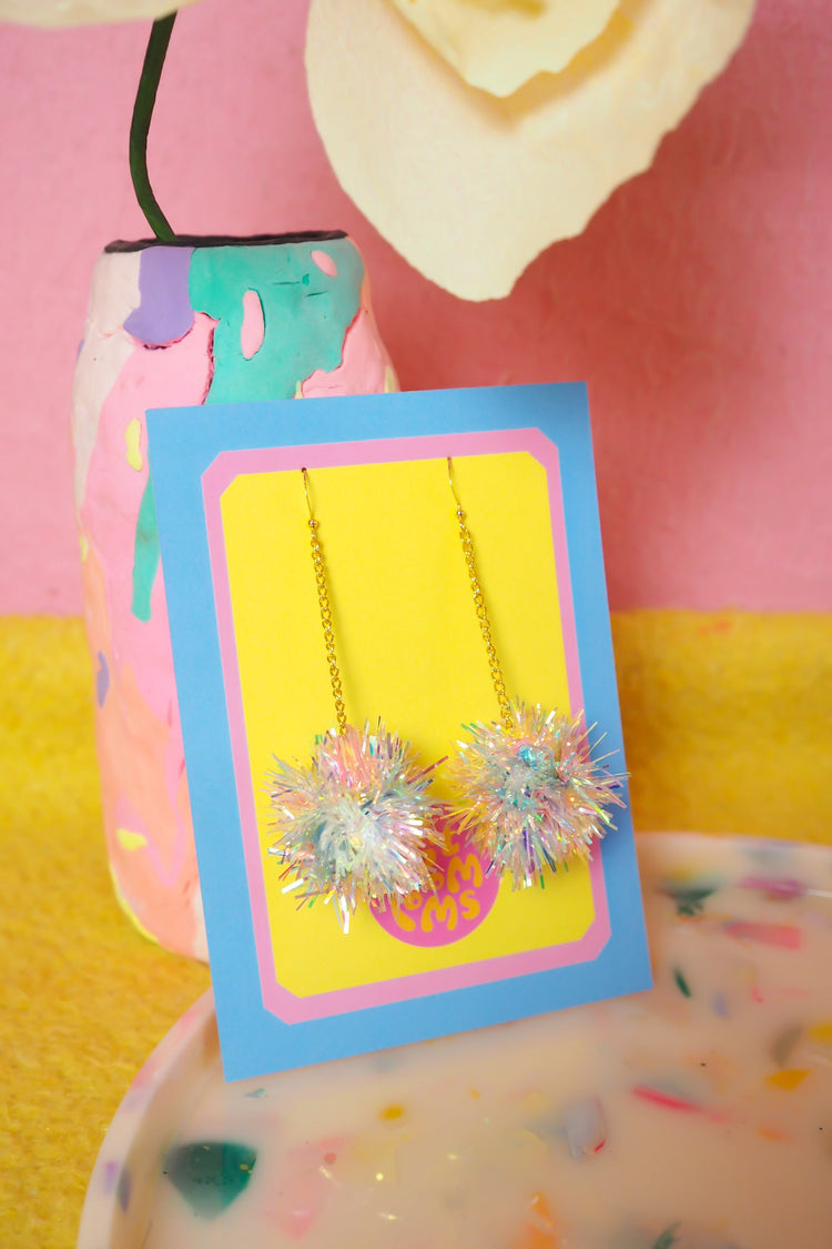 Mini Pastel Rainbow Tinsel Earrings