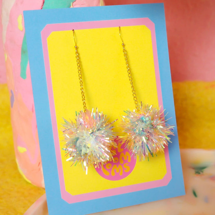 Mini Pastel Rainbow Tinsel Earrings