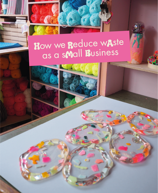 How we reduce waste as a small business, waste free resin trays, fat pom poms