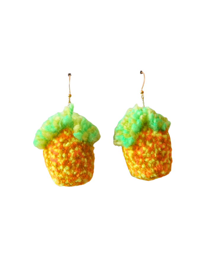Pineapple Pom Pom Earrings Sample Sale