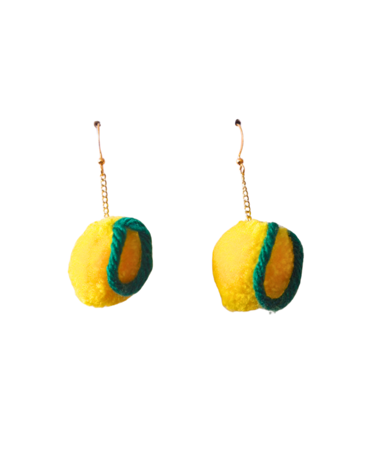 Mini Lemon Pom Pom Earrings Sample Sale