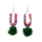 Rainbow Arch Tinsel Earrings - Green Tinsel  - 1 READY TO SHIP