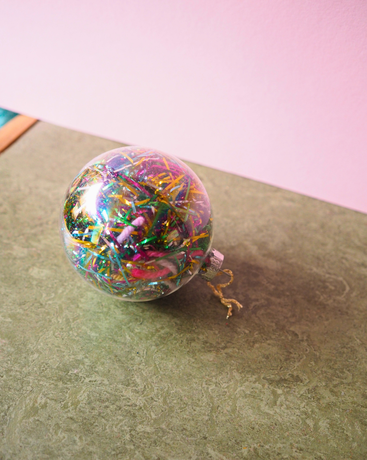 Glass Tinsel Christmas Bauble Decoration