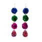 Statement Tinsel Dangle Earrings - Blue, Green & Pink