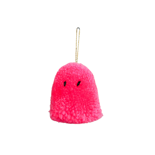 Handmade Pink Ghost Pom Pom Bauble Decoration - Christmas