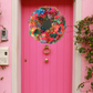 Rainbow Pom Pom Tinsel Wreath