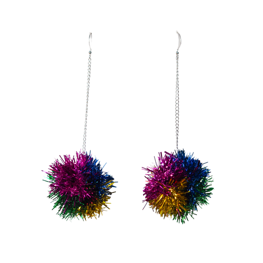 Mini Rainbow Tinsel Earrings