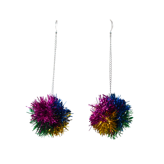 Rainbow mini tinsel earrings
