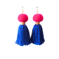 Pom Pom Tassel Earrings Sample Sale - Pink & Royal Blue