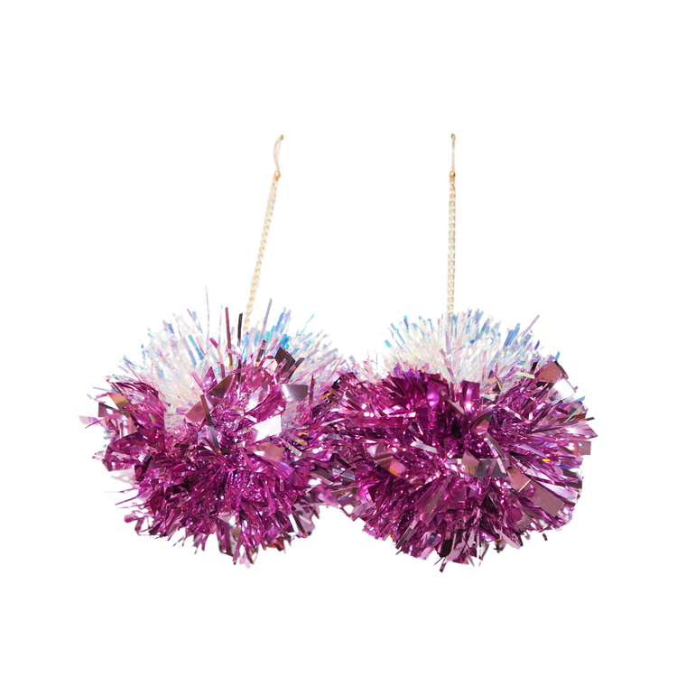 Iridescent & Violet Tinsel Earrings - 1 PAIR READY TO SHIP